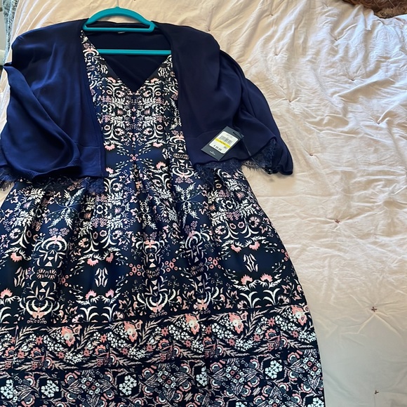 Vince Camuto sleeveless mini dress navy and pink - Picture 4 of 6